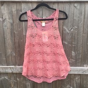 Pink and gold lace tank Top NWT
